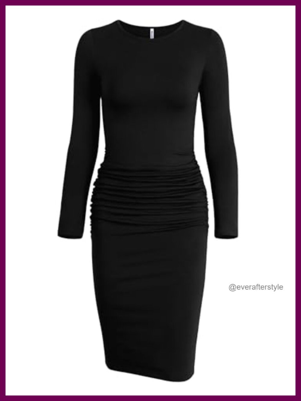 Long Sleeve Ruched Bodycon Sheath Knee Length Casual Sundress